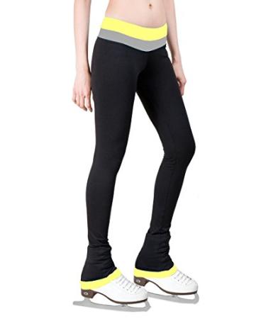 Figure Skating Pants with 2-Tones Waistband Yellow/Grey Medium