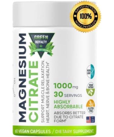Magnesium Citrate 60 Vegan Capsules 1000mg - Premium Quality- Max Absorption Magnesium Powder Capsules Highly Absorbable Citrate Complex Gluten Free Non-GMO - Made in USA - Dietary Supplement. - Buy Online on GoSupps.com