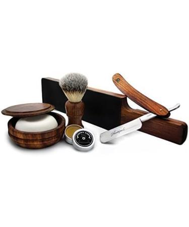 Premium Shaving Brush & Leather Strop Set | Wooden Bowl Soap & Paste for a Perfect Shave - International Shipping Available - Buy Online on GoSupps.com