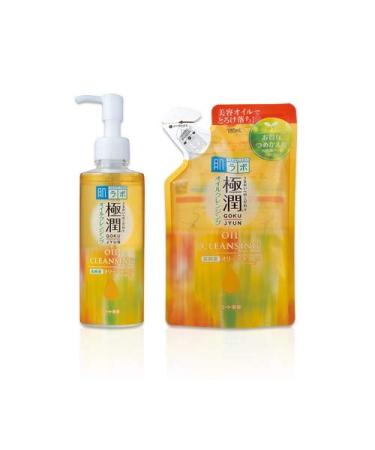Rohto Hadalabo Gokujyun Oil Cleansing 200ml bottle + 180ml Refill Pouch Set Japan Import