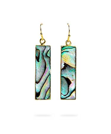 AYANA Abalone - Paua Shell Gold-Plated Earrings | Crown  Third Eye  Heart Chakras | Tranquility  Harmony  Cleansing  Purifying  Balancing | Handmade with Ethically Sourced Natural Healing Crystals