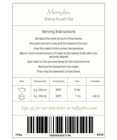 Buy Mengku Pu-Erh Tea from Yunnan China - Premium Sheng Chinese Loose Leaf Puerh - 100g Organic Puer Tea for Wellness - Buy Online on GoSupps.com