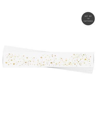 Galactic Gold Face Freckles Set - 10 Premium Waterproof Metallic Gold Foil Flash Tattoos | Festive Gold Star & Freckle Temporary Tattoos - Buy Online on GoSupps.com