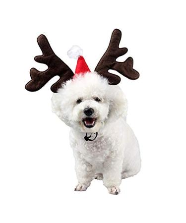 BESTOYARD Pet Headband Christmas Reindeer Antler Headband with Santa Hat Christmas Costume for Pet Dog Cat - Buy Online on GoSupps.com