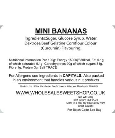 Ellies Jellies Mini Foam Bananas - 500g Bag- Banana Flavor- Small Foam Sweets - Buy Online on GoSupps.com