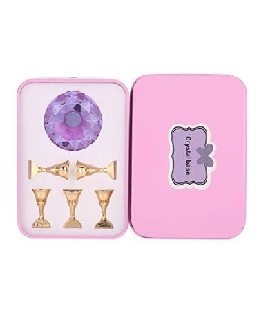 Sonew Nail Holder Nail Art Display Stand Crystal Alloy Nail Tips Stand Holders Magnetic Manicure Nails Salon Tool 3 Colors(Purple)