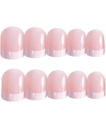 French Tip Press on Nails - Short Press On Nails with Nail Tips White edged pink Design Glossy press on nails Acrylic False Nails Cute Artificial Nails - Buy Online on GoSupps.com