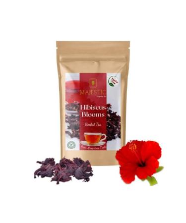 Majestic Tea HIBISCUS TEA Herbal Refreshment| Crimson Tea| Hibiscus Flowers- Full Blooms Caffeine Free | 100% Natural Ingredient Non GMO_ Eco-Conscious (100g) (Pack of 1).