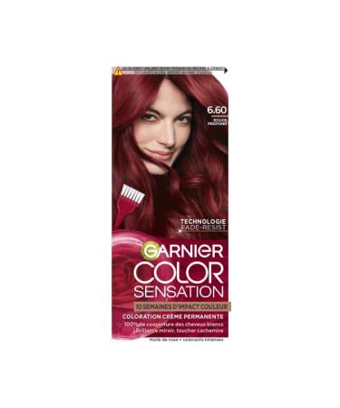 Garnier Garnier Color Sensation Hair Color - Deep Red 6.60 - Permanent Cream Hair Color - All Hair Types - Color Lasts Up to 10 Weeks & 100% Gray Coverage
