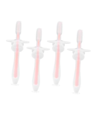 Hapinary 4 piece toothbrush for toddlers infant toothbrush baby toothbrush baby training toothbrush brisk toothbrush baby training brush with lid baby toothbrush newborn pink