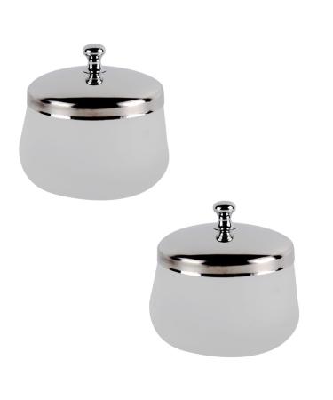 Lot de 2 Gobelets Ronds en Verre Cristal D poli Couvercle en Acier Inoxydable Gobelet Dissolvant pour Vernis Ongles Cup Ongles Ronde pour Manucure Professionnelle et Usage