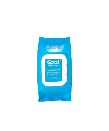 Good Clean Love Rebalance Personal Moisturizing & Cleansing Wipes, Naturally Reduces Odor & Supports Vaginal Health, pH-Balanced Feminine Hygiene Product, 30 Wipes