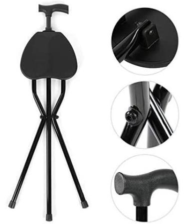 Walking Stick with Seat Garden tool parts Foldable Crutch with Seat 3 Legs Handle Cane Walking Stick Unisex for Elderly Household tool parts for Elderly Gift Selfless dedication