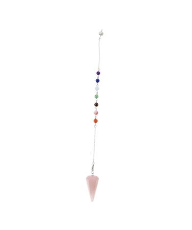 Anneome Hexagonal Cone Pendant Beads Necklace Charm Necklace Prism Crystal Taper Pendant Turquoise Window Pink 26x1.9cm