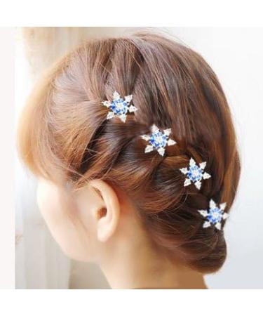 Miya 4er Set Glamor Snowflake Hairpins | Bridal Hair Jewelry with Blue Crystal Rhinestones | Elegant Curlies & Spirals for Weddings - Buy Online on GoSupps.com