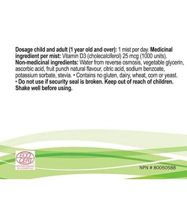 Vitamin D3 Spray - 1000 IU per Spray - 120 Doses Boost Your Immune System - Support Your Bones Sugar Free Non-GMO Gluten Free - Made in Canada PACK OF 2 BOTTLES 20 ml (Pack of 2) - Buy Online on GoSupps.com