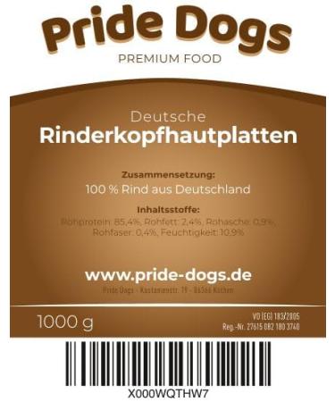 Prideedogs Beef Head Skin Plates 1000g | Premium Dog Chew Snacks | 100% German Beef | Odor-Neutral Packaging | International Shipping - Buy Online on GoSupps.com