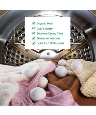 Organic Wool Dryer Balls - Natural Fabric Softener | Premium New Zealand Wool | Reduces Wrinkles & Drying Time | XL Pack of 6 - Buy Online on GoSupps.com