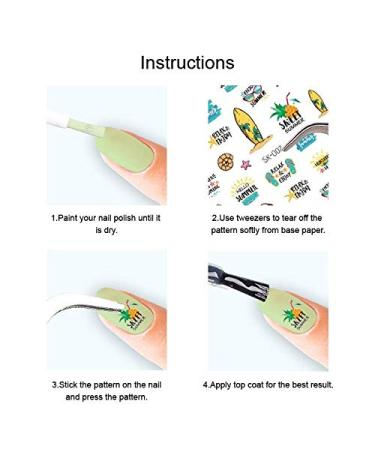 Konsait 1000+pcs 3D Summer Nail Art Stickers - Self-adhesive Nail Decals with Hawaii Flamingo, Cactus, Flower, Fruits, Ocean, Leaves Designs for Women, Girls, Kids - Buy Online on GoSupps.com