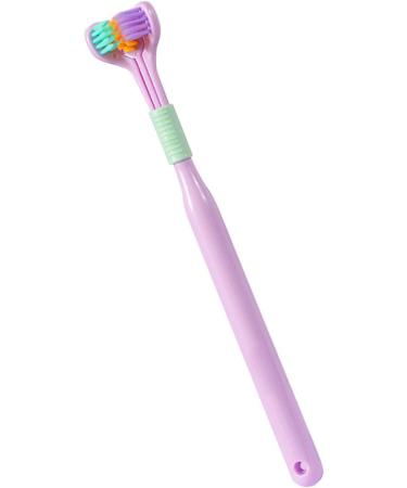 Three-Page Toothbrush with Soft Bristles | Macaron Design | V-Shaped Non-Slip Handle for Adults | Optimal Dental Care & Cleaning in Violet - Buy Online on GoSupps.com