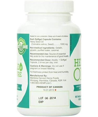 Manitoba Harvest Hemp Seed Oil Capsules 1000mg - 180 Capsules (3 Pack) - Buy Online on GoSupps.com