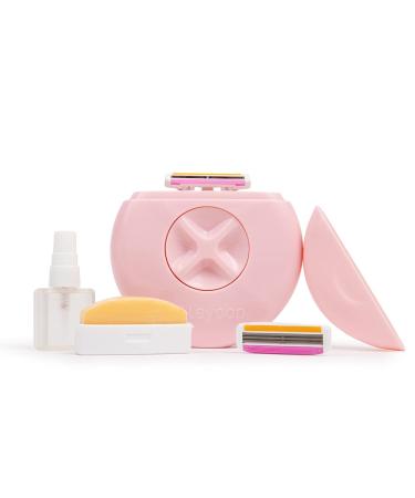 Alleyoop Portable Travel Razors For Women - Perfect For Touch Ups On-The-Go - Includes Refillable Blades, MoisturizingBar & Water Spray Bottle - Safe For All / Sensitive Skin Types (Dusty Pink)