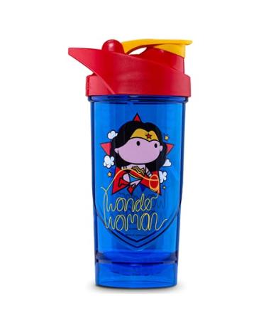 Shieldmixer Hero Pro Classic Shaker Wonder Woman Mini - BPA-free - Gym accessories - Protein shaker - Fitness drinking bottle - Blue - 700ml
