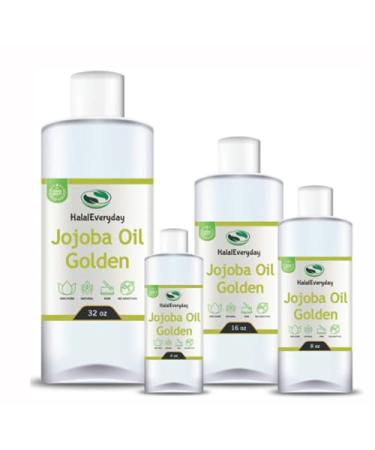 HalalEveryDay Jojoba Oil 32 Oz | 100% Pure | Golden | Cold Pressed Unrefined Oil | Moisturizer for Face Skin Body and Nails