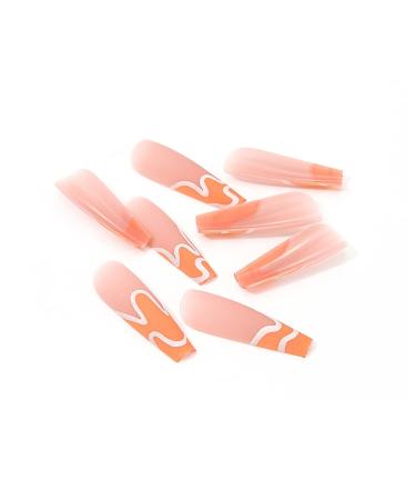 Brishow Artificial Long False Nails - 24pcs Wave Press On Nails for Women & Girls (Orange) - International Shipping Available - Buy Online on GoSupps.com