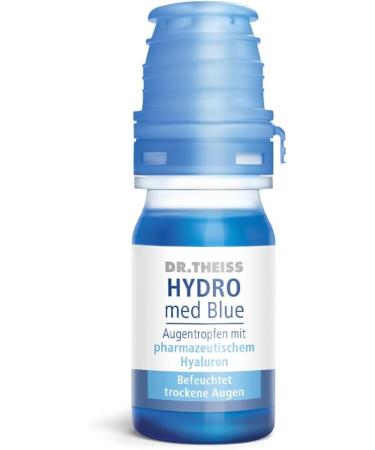 Dr. Theiss Hydro Med Blue Eye Drops | Hyaluronic Acid for Dry Eyes | Intensifies Eye Whiteness | Reduces Redness | Preservative-Free Eye Relief - Buy Online on GoSupps.com