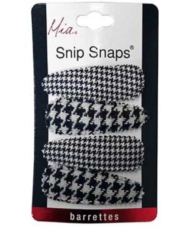 Mia Snip Snaps Fabric Covered Metal Hair Clips - Black + White Houndstooth 4pcs | Hair Accessories for Women, Teens, Girls Dance - Buy Online on GoSupps.com