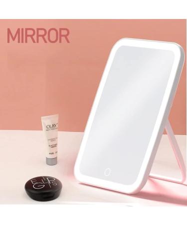 LED Touch Screen Lighted Makeup Mirror with 5X Magnifier - USB Rechargeable, Dimmable and Portable - Buy Online on GoSupps.com