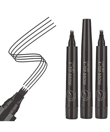 All'nBox 3PCS Eyebrow Tattoo Pen Waterproof Microblading Eyebrow Pencil with a Micro-Fork Tip Applicator Creates Natural Looking Brows Effortlessly Long Lasting  Brown