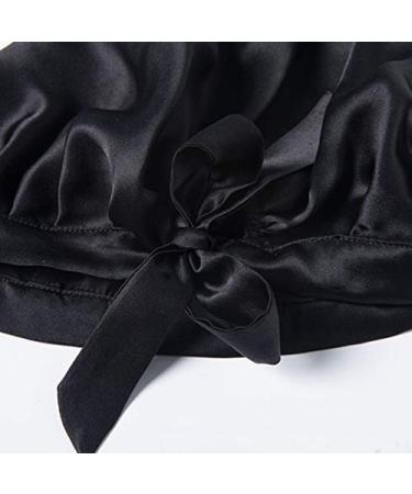 Silk Sleeping Cap for Women & Girls - Soft Hair Bonnet for Long Hair Care - Black - Buy Online on GoSupps.com