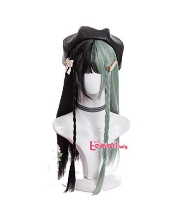 L-email Green & Black Lolita Wig | Long Straight Gothic Cosplay Wig | Heat Resistant Synthetic Hair for Halloween - Buy Online on GoSupps.com