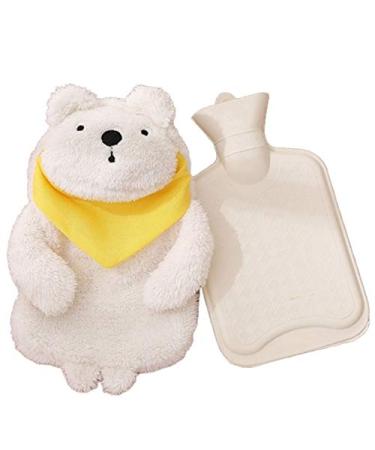 Dlandz heat bottle rubber hot water bag handw lmer Warming bottle feet warm plush winter-warming White Bear Hand Foot warmer (color: White Bear)