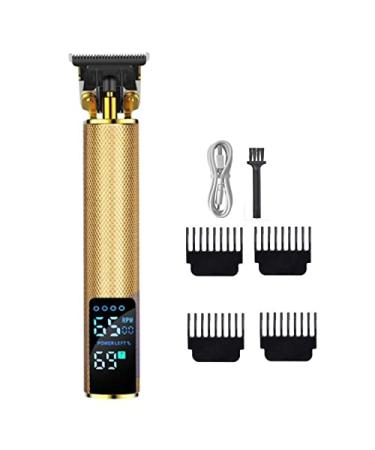 Hair Clippers Bald hair clipper trimmer men's rechargeable lawn mower T-shaped contour hair clipper shaver old-fashioned hair clipper cordless(GOLD)