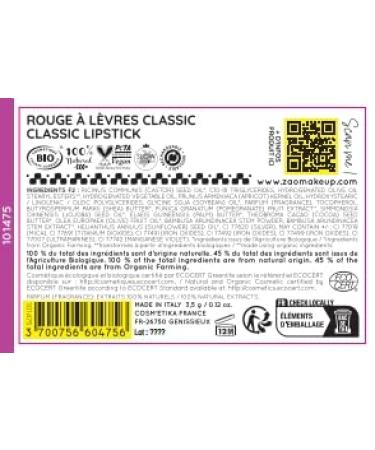 Buy Zao Lipstick 475 Pink Nasturtium - Classic Eco-Friendly Makeup | International Shipping - Buy Online on GoSupps.com