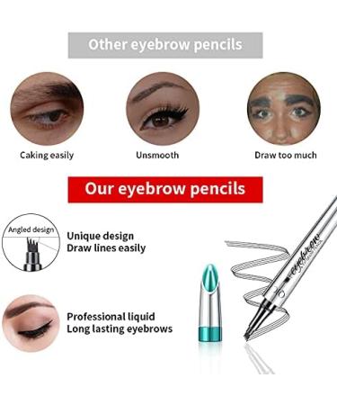 Eyebrow Pencil - Long Lasting Waterproof Long Lasting Fork Tip Tattoo Eyebrow Pen for Natural Hair to Defined Brows (Black) - Buy Online on GoSupps.com