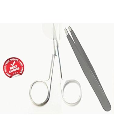 Professional Stainless Steel Eyebrow Tweezers & Scissor Kit - Premium Brow Makeup Set | UK - Buy Online on GoSupps.com