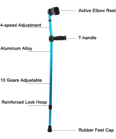 Forearm Crutches Foldable Lightweight Adults Ergonomic Canes Aluminum Adjustable Crutches for Walking Suitable for The Elderly Disabled Walkers (Color : Blue Size : 1 Count) Anniversary Lucky Blue 2 count - Buy Online on GoSupps.com