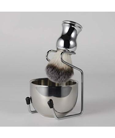 Duendhd Stainless Steel Shaving Bowl Set with Nylon Brush & Holder | Premium Pure Hair Shaving Brush for Men - International Shipping Available - Buy Online on GoSupps.com