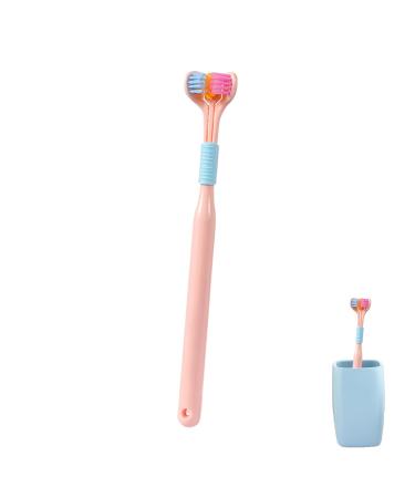 Extra Soft 3-Page Toothbrushes for Adults | Non-Slip V-Shaped Tooth Cleaners in Pink - Perfect for Women & Men - Buy Online on GoSupps.com