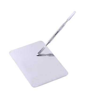 Small Stainless Steel Makeup Palette & Spatula Set - Rectangle Mixing Plate for Professional Makeup Application - Buy Online on GoSupps.com
