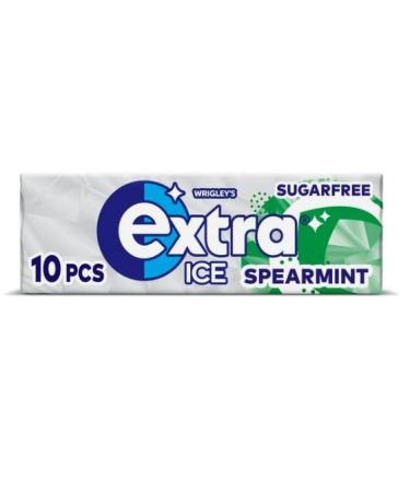 Wrigley's Extra Chewing Gum Ice Spearmint Flavour Sugar Free Helps keep Teeth Clean And Mouth Fresh - (10)