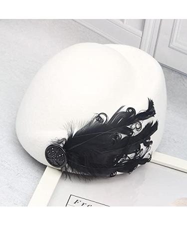 ORIDOOR Women's Vintage Wool Felt Flowers Bucket Hat - White | Church Wedding Fascinator - Buy Online on GoSupps.com