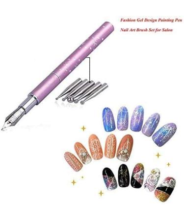 Atricure Nail Art Calligraphy Pen DIY Nail Drawing Pen Round Flat Painting Drawing Liner Nail Tools with 5 Different Size Replacement Pen Points for Manicure Nail Painting Tools for Nail Salon - Buy Online on GoSupps.com