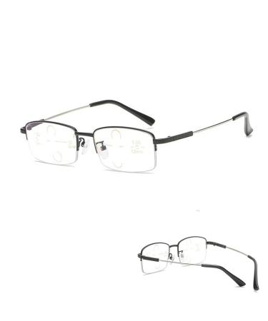 Zuicc Titanium Progressive Dual-Unde Reading Glasses for Near and Fore Progressive Multifocus Reading Classes Metal Frame Anti-Blue Light Leading Glass Beautifiers Feeching Aid Halfbrille +200