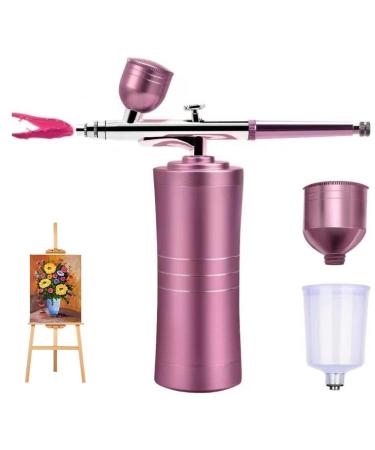 Mini Airbrush kit,Portable Rechargeable Cordless Airbrush Compressor,Mini Airbrush Set for Nail aribrush Makeup kit,Suitable for Nail AIT,Cake Decor,Model Coloring,Oxygen Facial Sprayer (Pink)