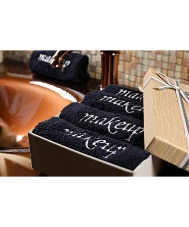 La Hammam 4 Pack Turkish Cotton Makeup Removal Towels & Washcloths - Super Soft & Highly Absorbent | Luxury Reusable Face Cloths for Facial & Skin Care - Black - Buy Online on GoSupps.com